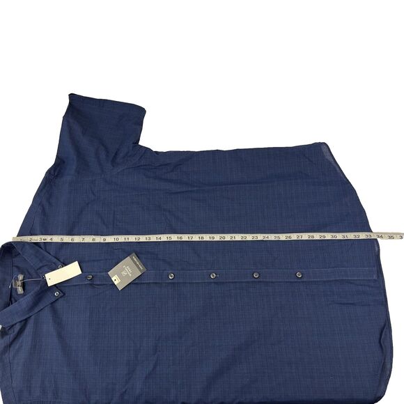 New Mens Van Heusen SS Classic Fit Button Down Shirt Size 2XL Blue Black NWT - Picture 5 of 8